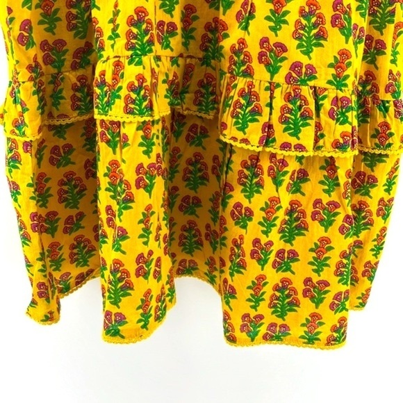 Maisie Nordstrom Yellow Floral Puff Sleeve Tie Neck Mini Dress Size Large - Picture 8 of 12